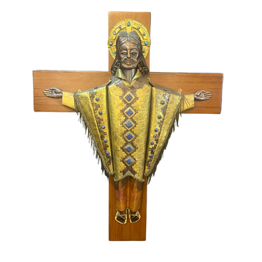 Juan Reyes - Cristo en la cruz bronce cobre y lapislázuli Bucarest Art & Antiques