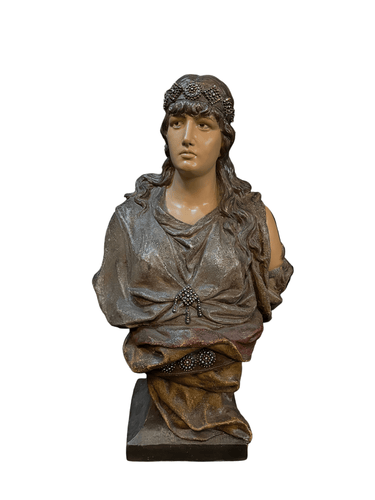Judith en busto de terracota policromada – Goldscheider Bucarest Art & Antiques