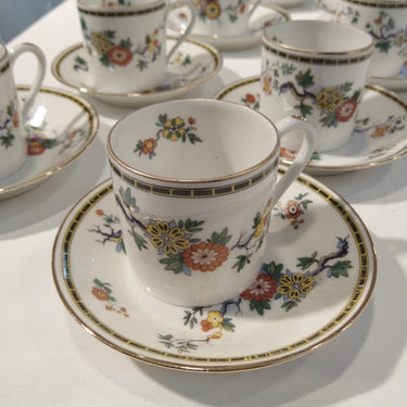 Juego de tazas de café porcelana francesa Limoges 'ramas y flores' Bucarest Art Gallery