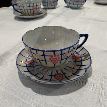 Juego de té porcelana francesa líneas azules Bucarest Art Gallery