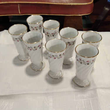 Juego de vasos de porcelana francesa Limoges 8 personas Bucarest Art Gallery