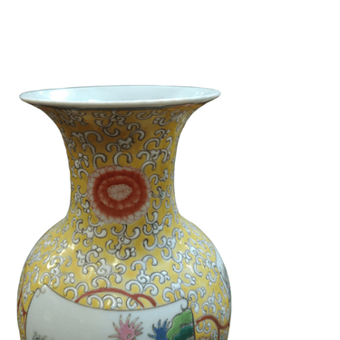 Juego jarrones porcelana china Famille Jaune 'Amantes en jardín' Bucarest Art Gallery