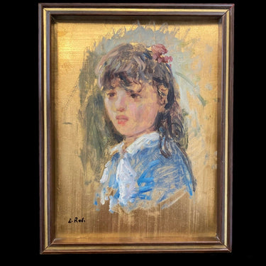 L. Rovi - Técnica mixta "Retrato de niña" Bucarest Art Gallery