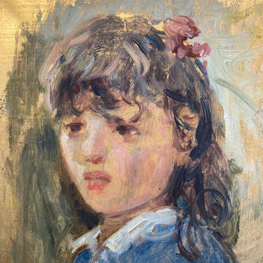 L. Rovi - Técnica mixta "Retrato de niña" Bucarest Art Gallery