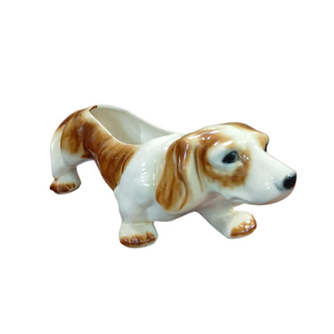 Macetero de cerámica vintage 'Basset Hound' Mccoy Pottery Bucarest Art & Antiques