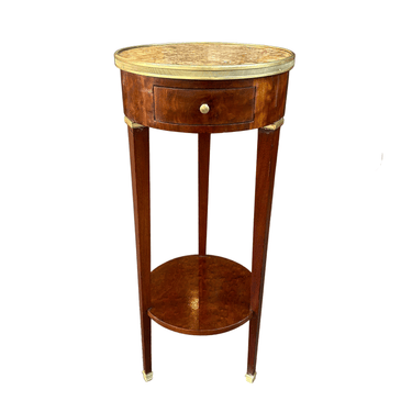 Mesa de apoyo circular francesa cubierta de mármol estilo Luis XVI Bucarest Art & Antiques