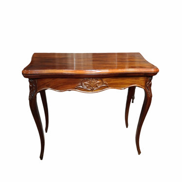 Mesa de juego plegable Luis XV felpa verde interior Bucarest Art & Antiques