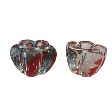 Par portavelas cristal Daum floral Bucarest Art & Antiques