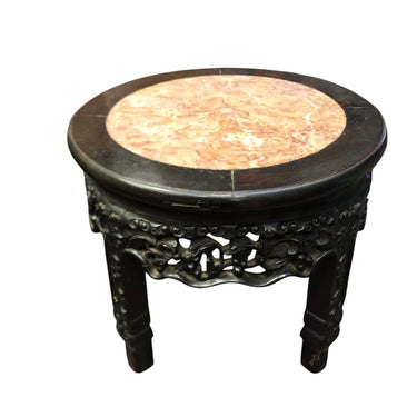 Peana china baja mármol rosado con tallados Bucarest Art & Antiques