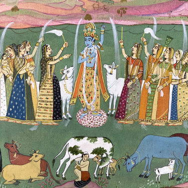 Pintura hindú - "Celebración a Krishna" Bucarest Art Gallery