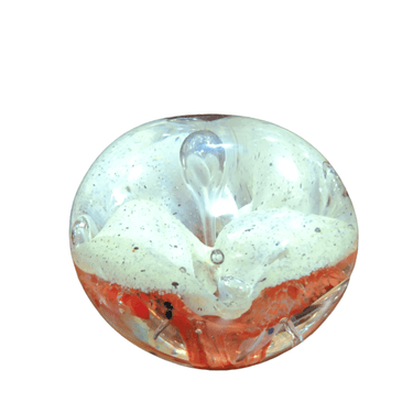 Pisapapeles esfera de cristal con flor verde y roja Bucarest Art Gallery
