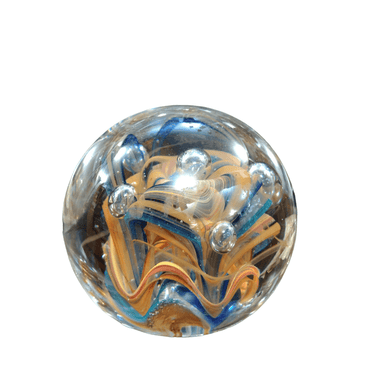Pisapapeles esfera de cristal figuras azul y naranja Bucarest Art Gallery