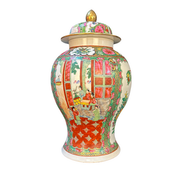 Potiche Chino en porcelana esmaltada famille rose Bucarest Art & Antiques