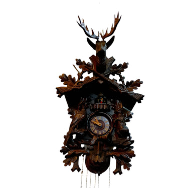 Reloj cucú alemán madera tallada estilo selva negra Bucarest Art & Antiques