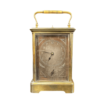 Reloj de viaje bronce francés firmado 'Aiguilles' Bucarest Art & Antiques