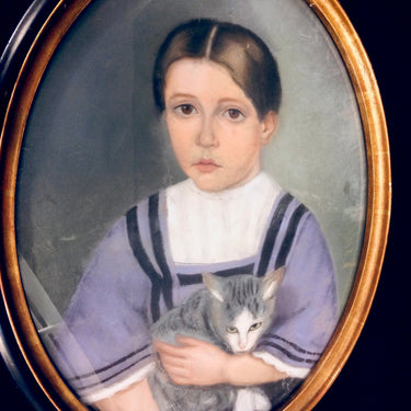 Retrato Anónimo – Óleo ‘Niña y gato’ Bucarest Art Gallery