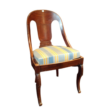 Silla imperio madera y tapiz a rayas Bucarest Art & Antiques