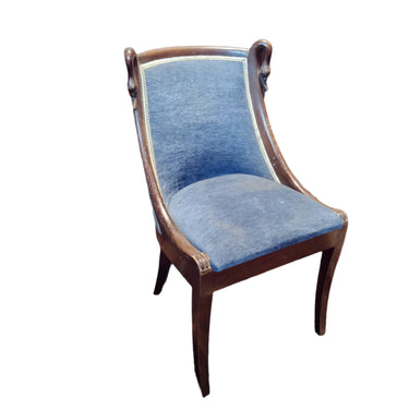 Sillón imperio cisnes y tapiz azul Bucarest Art & Antiques