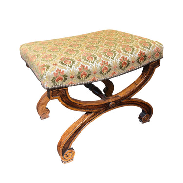 Taburete italiano cruceta y tapiz Petit point Bucarest Art & Antiques