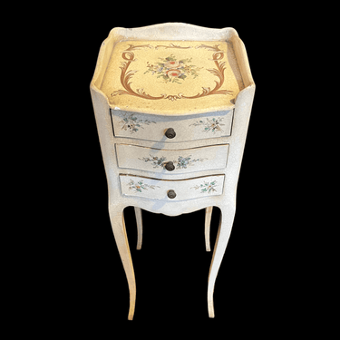 Velador estilo Luis XV lacado decoración floral Bucarest Art & Antiques