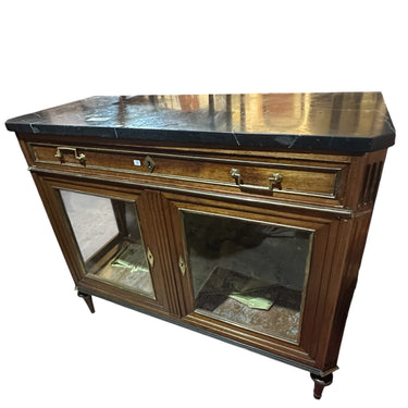 Vitrina francesa Estilo Directorio mármol negro y tapiz interior s.XIX Colección Exclusiva
