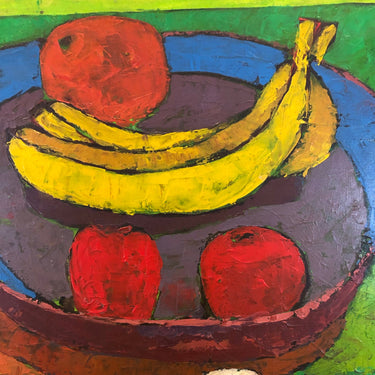 Vittorio Queirolo – Acrilico gran formato ‘Plátanos, peras, manzanas y berenjenas’ Bucarest Art Gallery