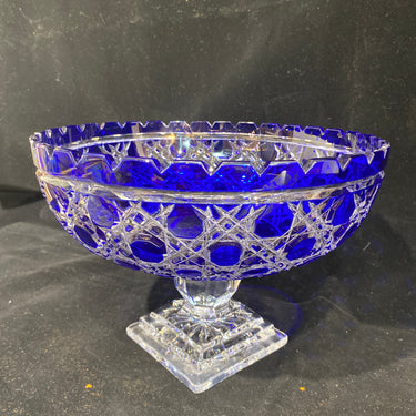 Ponchera en cristal francés doble azul cobalto