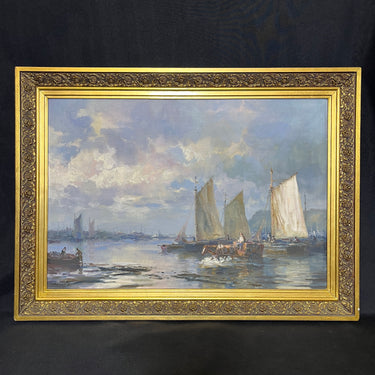 Manuel Maldonado 'Manoly' - Óleo sobre tela ‘Descarga en la caleta de Angelmó’ Chile 1984 Bucarest Art & Antiques