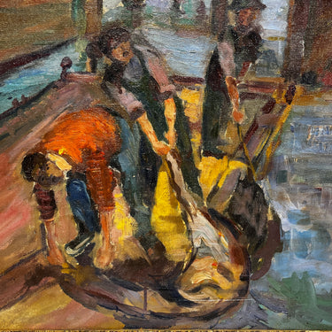 Arturo Pacheco Altamirano - Óleo sobre tablilla 'Pescadores 1963'
