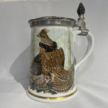 Shopero de porcelana tapa de peltre Haviland ed. limitada 1982 con borde de oro