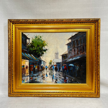 Raúl Ulloa Burgos óleo sobre cholguán 'Días de lluvia'