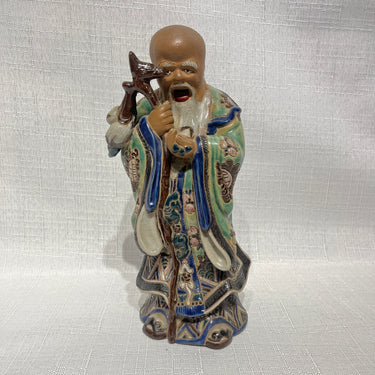 Figura de cerámica china pintada a mano de deidad Shou Xing