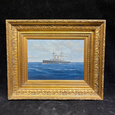 Horacio García - Óleo sobre tablilla 'Marina naval'