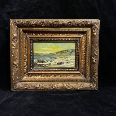 Juan Francisco González - Óleo sobre tablilla 'Paisaje costero'