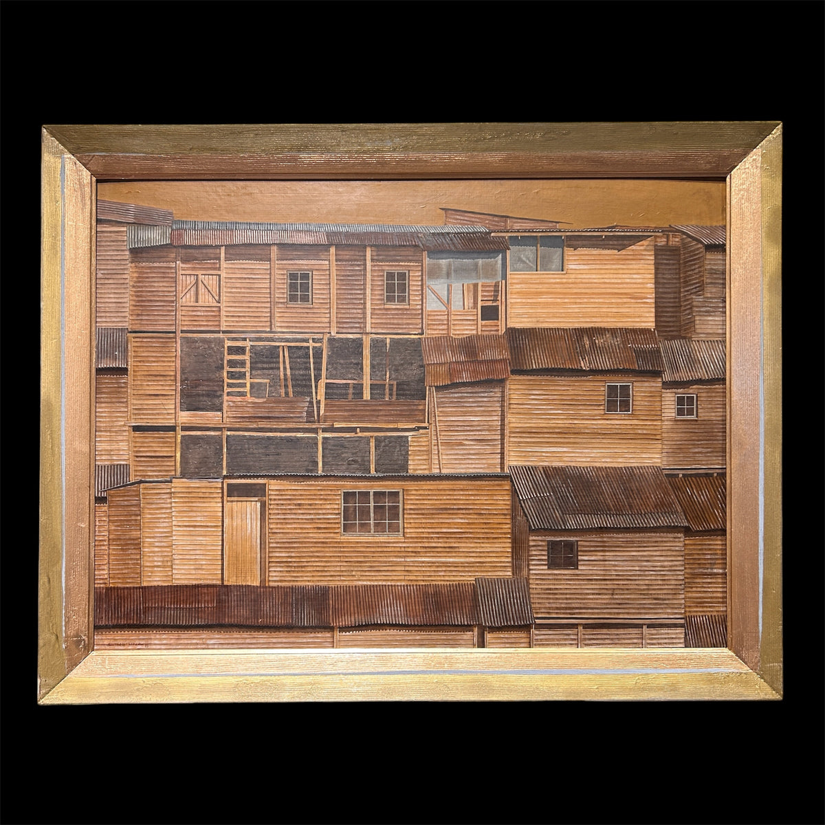 Claudio Tejerina - Acrílico sobre panel ‘Tejados chilotes’ 1983