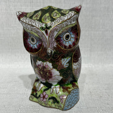 Figura china de buho bronce esmalte cloisonne