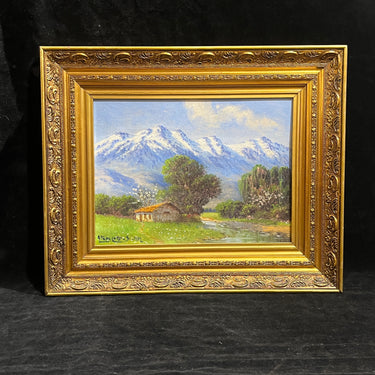 Alfredo Lobos - Óleo sobre tela 'Casa en la pradera'