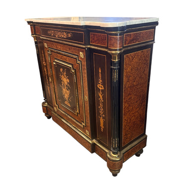 Boulle o Buffet d’entre-deux con marquetería y cubierta de mármol fines s.XIX Bucarest Art & Antiques