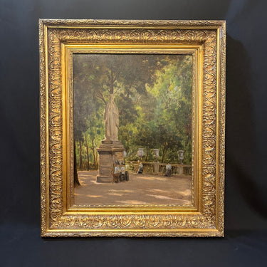 Eucarpio Espinosa - Óleo sobre madera  ‘Jardines de Luxemburgo’ SE VA A PROBAR CON CLIENTE Bucarest Art & Antiques