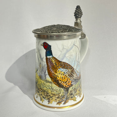 Shopero porcelana pintada a mano y tapa de peltre Haviland 1981 edición limitada
