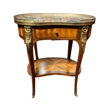 Mesa rognon de apoyo en madera y mármol negro estilo Luis XV