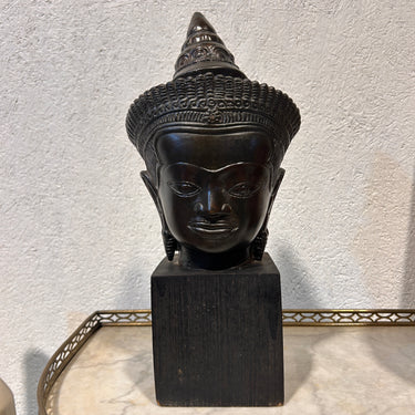 Escultura tailandesa en bronce rostro de Buda Bucarest Art & Antiques