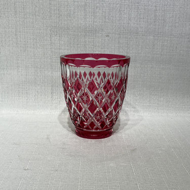 Jarron Art Déco cristal tallado Val Saint Lambert rojo rubí años 50