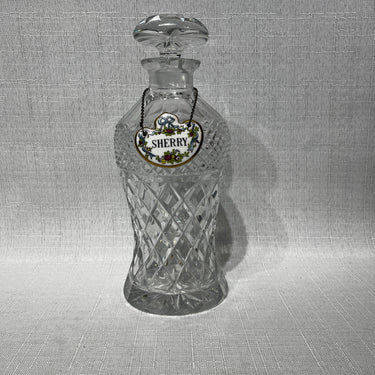 Decantador inglés de cristal tallado para  sherry Crown Staffordshire