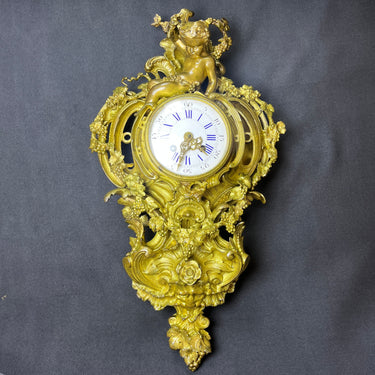 Reloj Cartel de ormolú estilo Luis XV siglo XIX Bucarest Art & Antiques