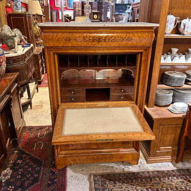 Chiffonier secretaire francés estilo Carlos X con tapa abatible en raíz y marquetería s.XIX Bucarest Art & Antiques