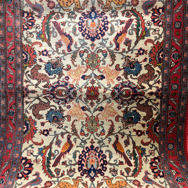 Alfombra Iraní Isfahan motivos flora y fauna 150 cm x 105 cm