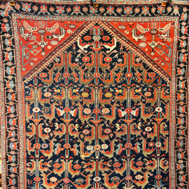 Alfombra Iraní Shiraz tonos rojos, azules, amarillos 210cm x 130cm