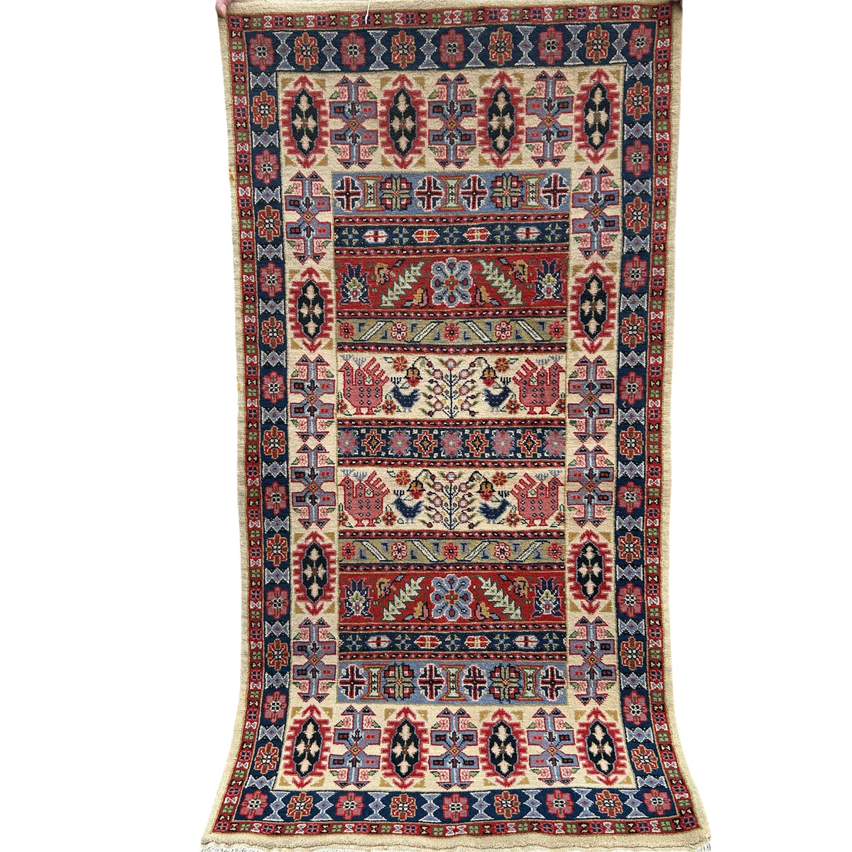 Alfombra Delantero de Túnez lana y algodón colorida 145cm x 75cm