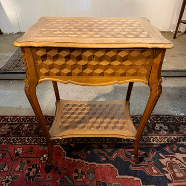 Tocador en madera nogal y caoba marquetería en parquet estilo Luis XV